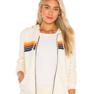 AVIATOR NATION striped cream zip up